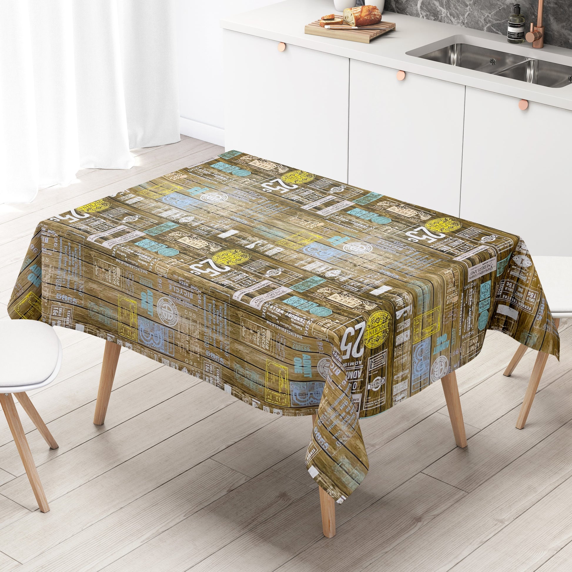 Wachstuch Tischdecke Holz Loft Industrial Style