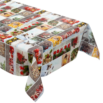 Oilcloth tablecloth Christmas P1032-1 colorful snowman lantern square round oval