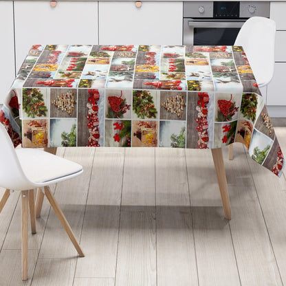 Oilcloth tablecloth Christmas P1032-1 colorful snowman lantern square round oval