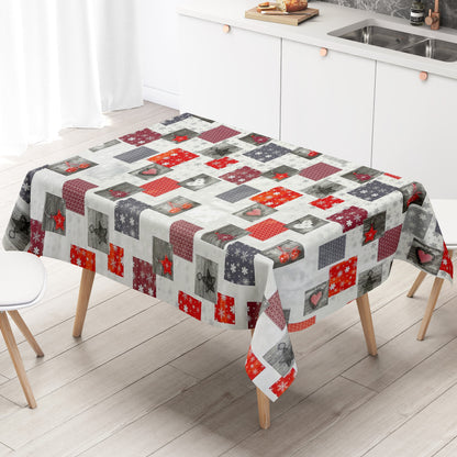 Wachstuch Tischdecke Weihnachten P1033-3 rot grau silber Schneeflocken eckig rund oval