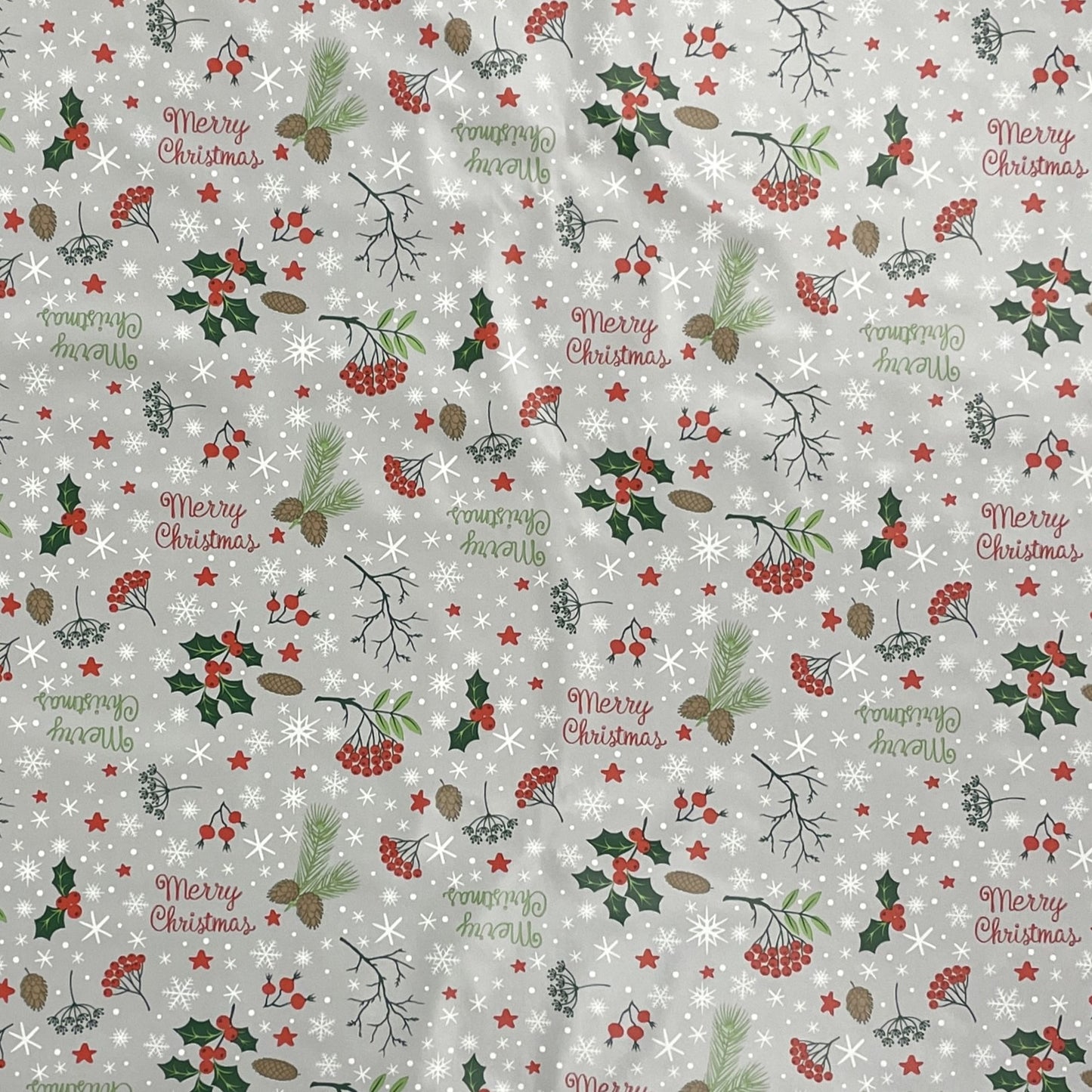 Nappe en toile cirée Noël P1034-2 JOYEUX NOËL gris carré rond ovale