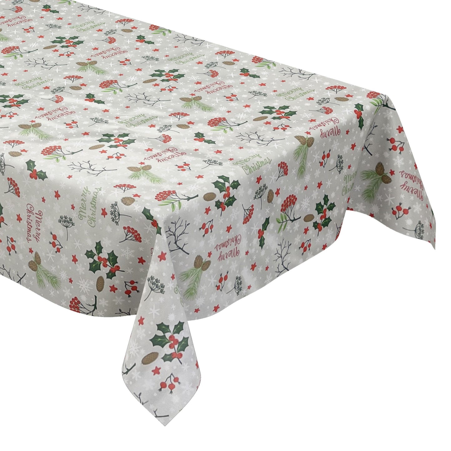 Nappe en toile cirée Noël P1034-2 JOYEUX NOËL gris carré rond ovale