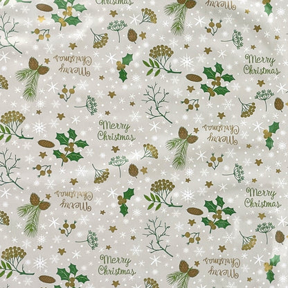 Nappe en toile cirée Noël P1034-3 JOYEUX NOËL beige carrée ronde ovale