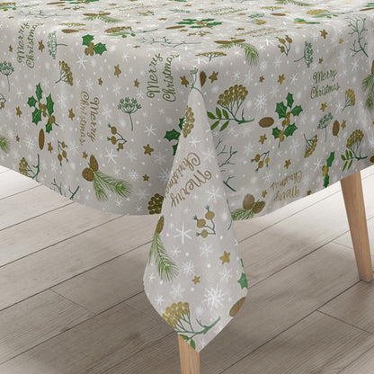Nappe en toile cirée Noël P1034-3 JOYEUX NOËL beige carrée ronde ovale