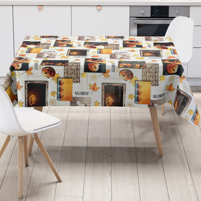 Nappe en toile cirée H3110 Halloween citrouille feuilles automne carré rond ovale