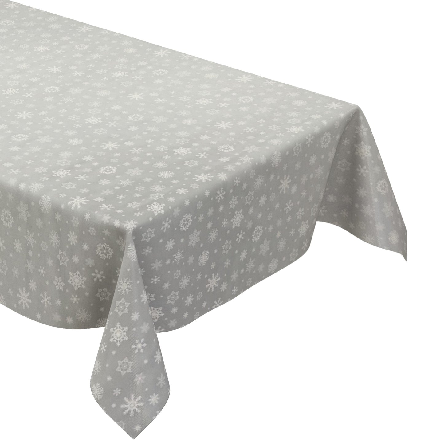 Wachstuch Tischdecke geprägt Weihnachten P1096-2 Schneeflocken auf silber eckig rund oval