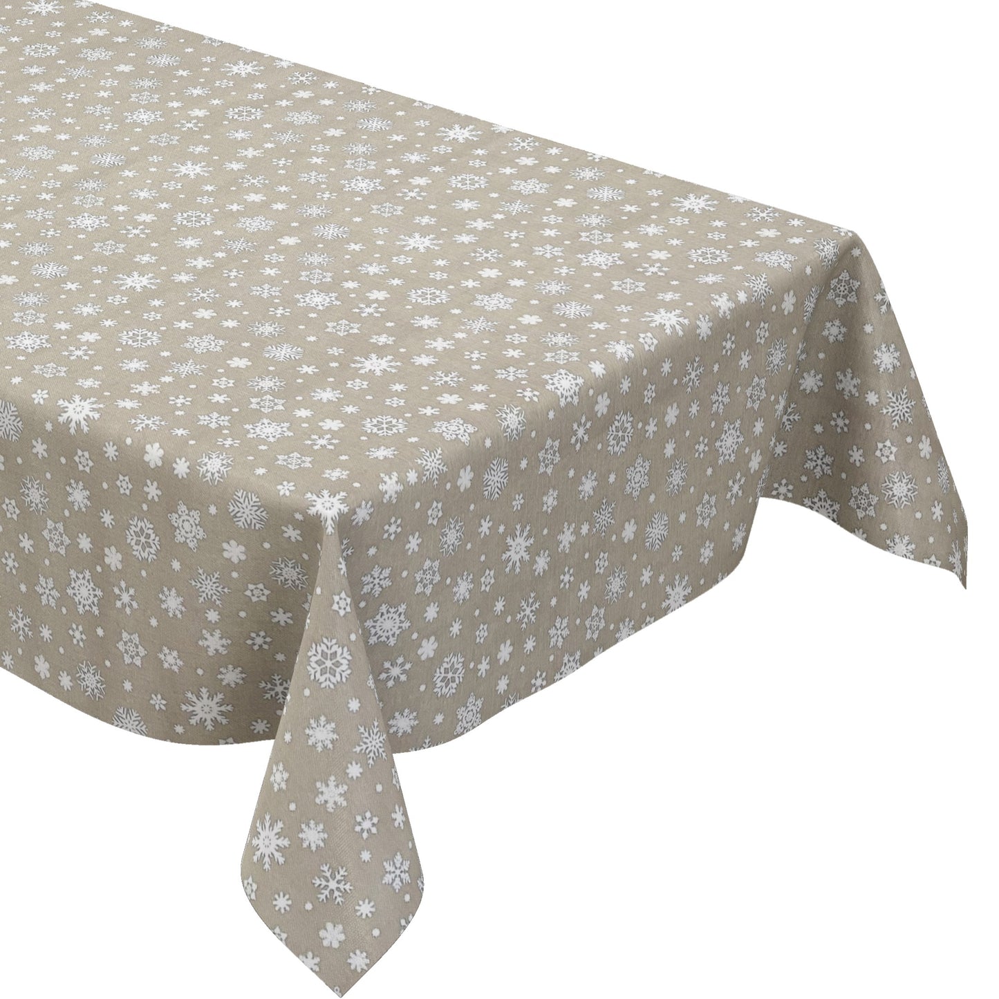 Wachstuch Tischdecke geprägt Weihnachten P1096-5 Schneeflocken auf beige eckig rund oval