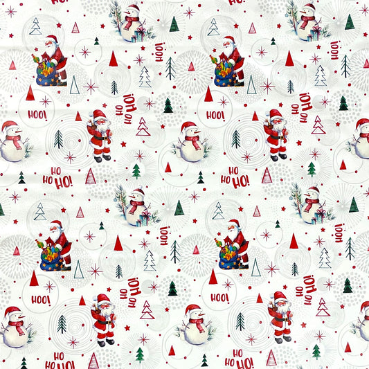Wachstuch Rolle Weihnachten P1151-1 Schneemann Weihnachtsmann grau Rollenware
