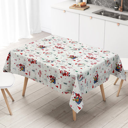 KEVKUS Wachstuch Tischdecke Weihnachten P1151-1 Schneemann Weihnachtsmann weiß eckig rund oval