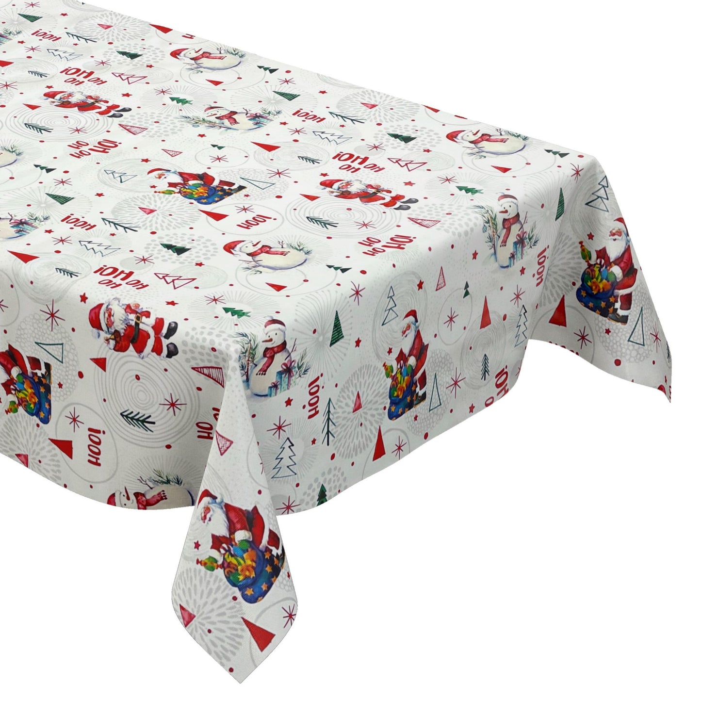 KEVKUS Wachstuch Tischdecke Weihnachten P1151-1 Schneemann Weihnachtsmann weiß eckig rund oval