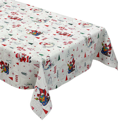 KEVKUS Wachstuch Tischdecke Weihnachten P1151-1 Schneemann Weihnachtsmann weiß eckig rund oval