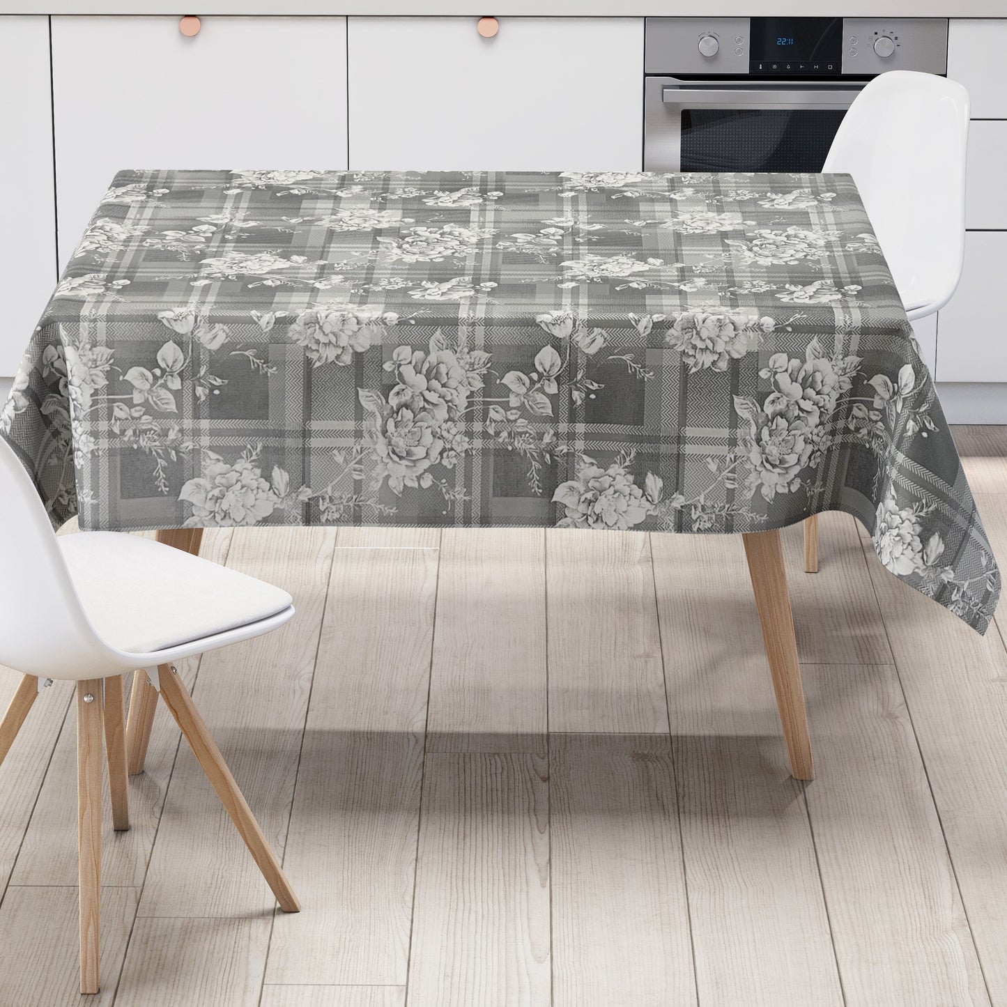 Wachstuch Tischdecke Rosen kariert
