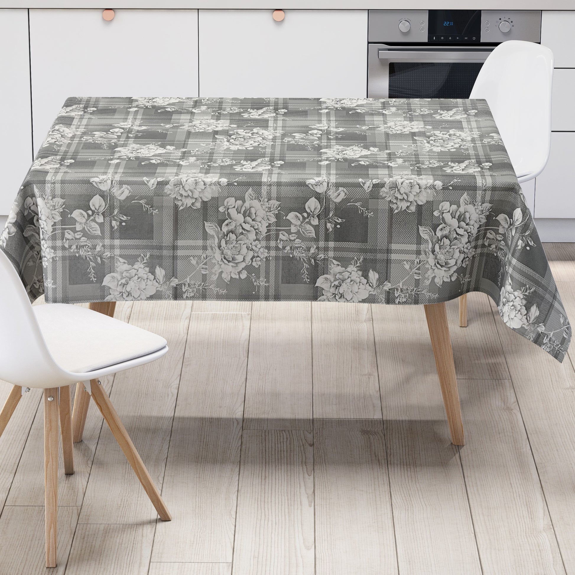 Wachstuch Tischdecke Rosen kariert
