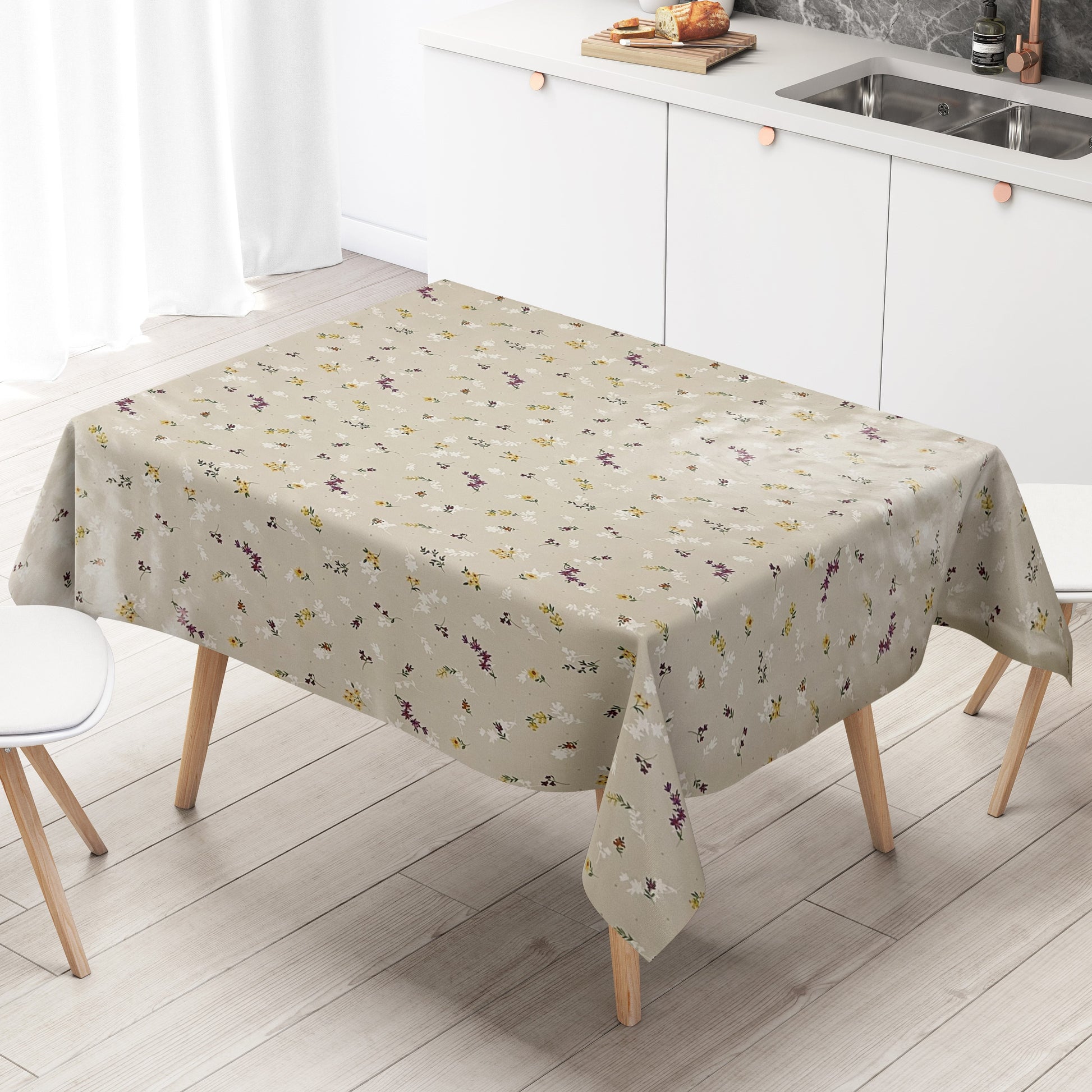 Wachstuch Tischdecke beige