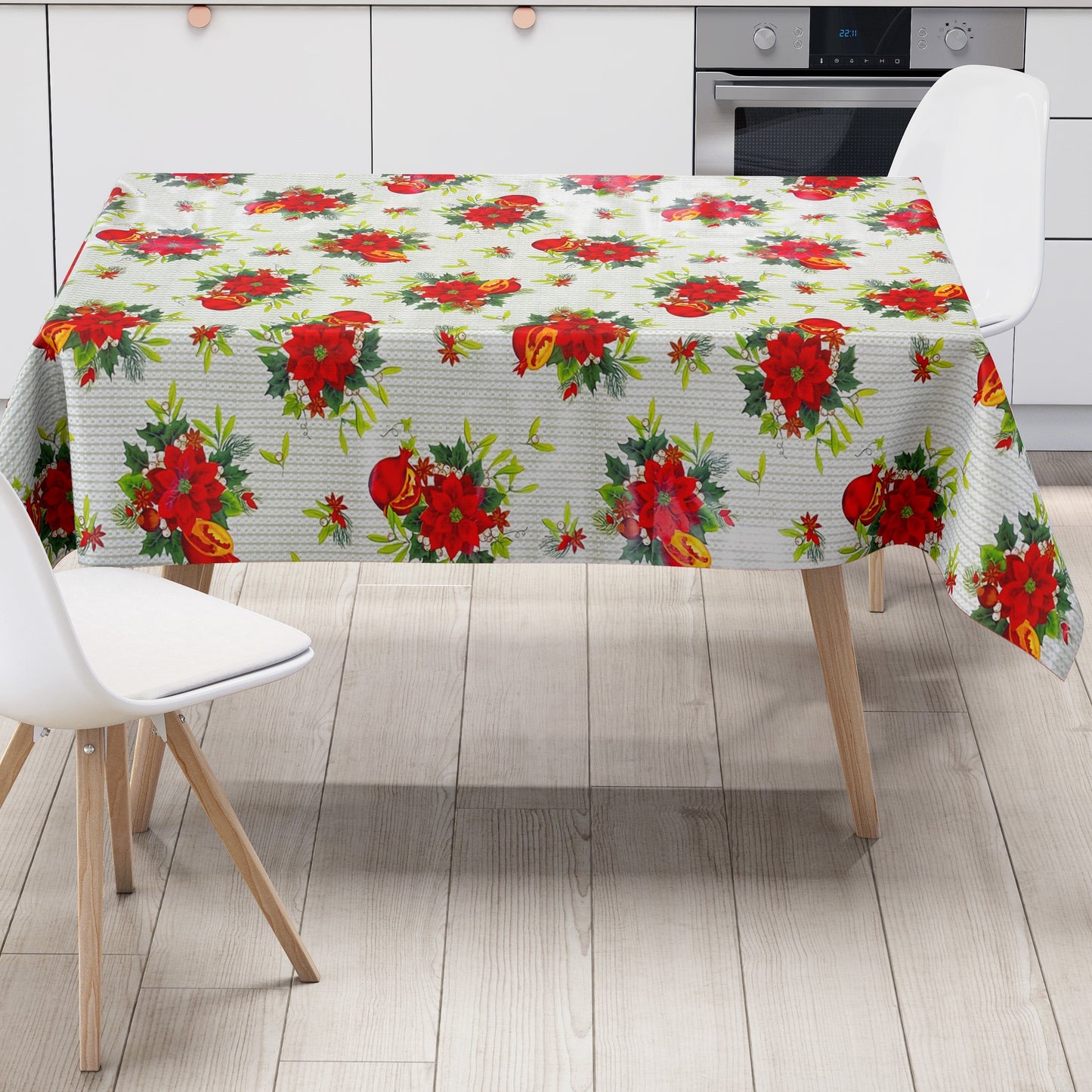 KEVKUS Wachstuch Tischdecke Weihnachten P673-1 Weihnachtsstern Granatapfel eckig rund oval