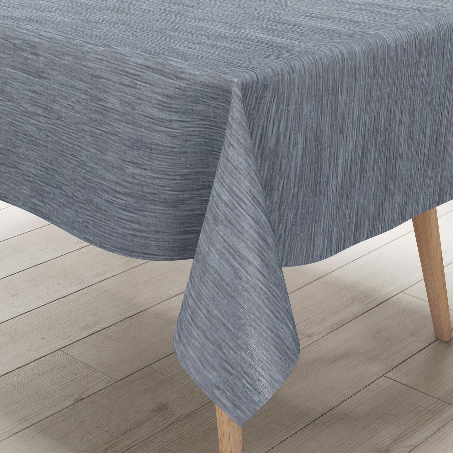 Nappe en toile cirée gaufrée P733-3 structure lin bleu angulaire ronde ovale