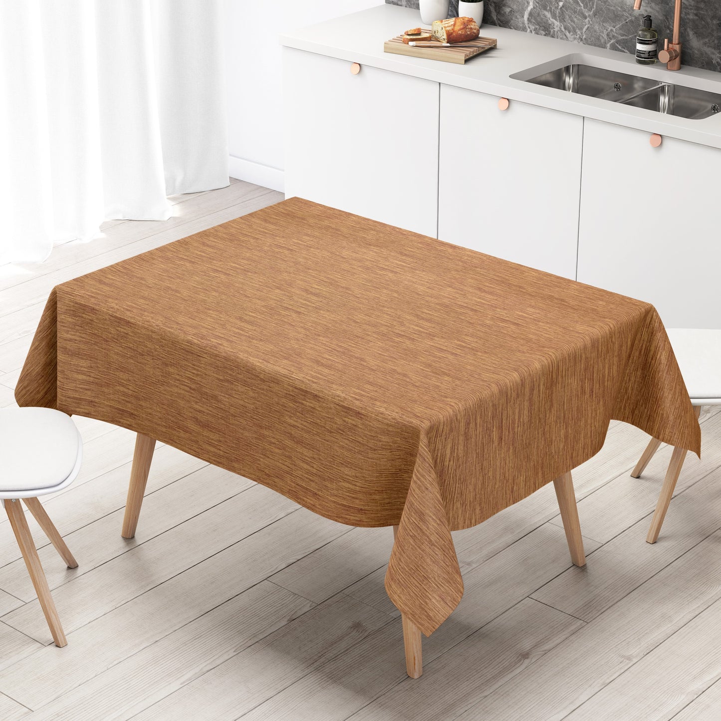 Wachstuch Tischdecke geprägt P733-6 Leinenstruktur orange terracotta eckig rund oval