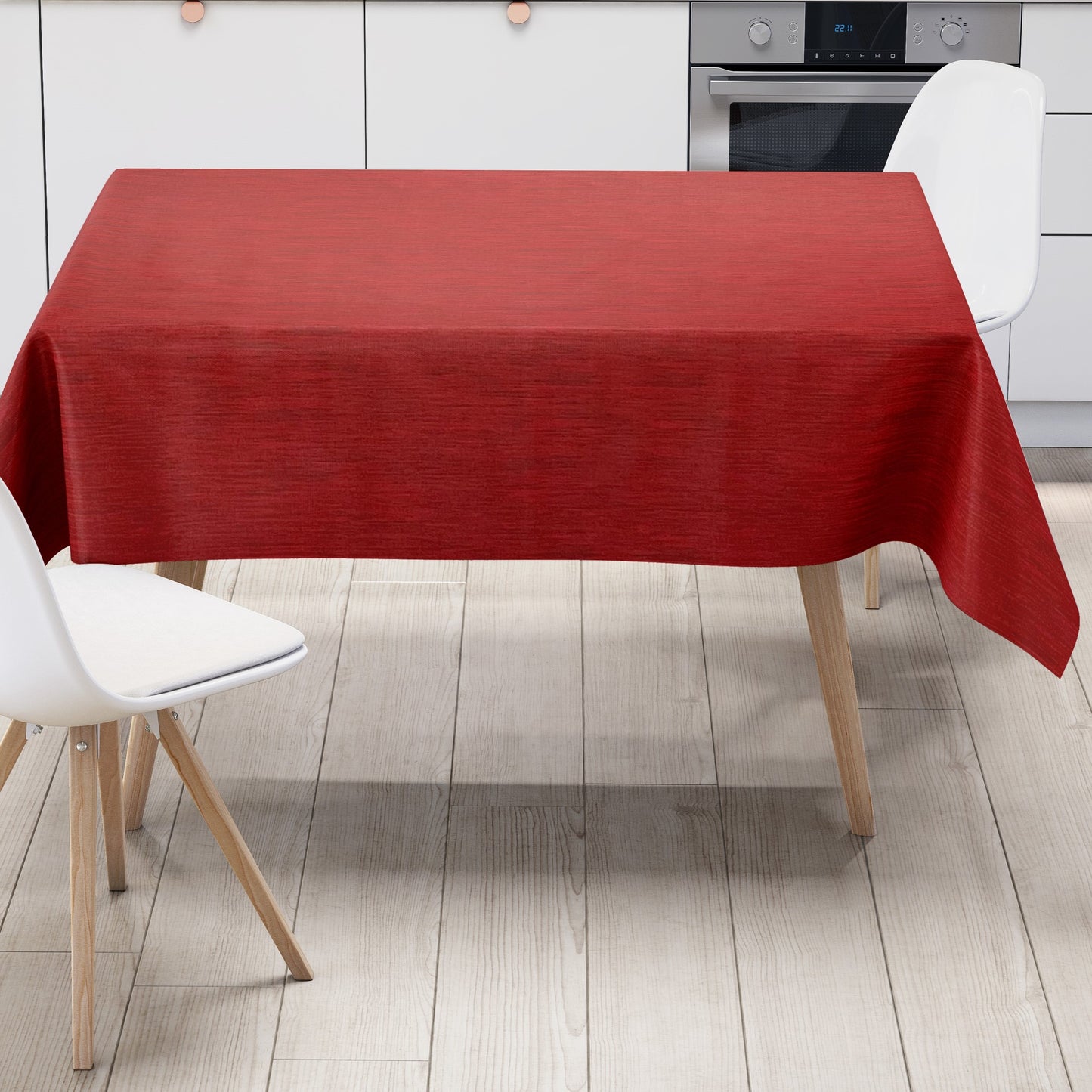 Oilcloth tablecloth embossed P733-8 linen structure red square round oval