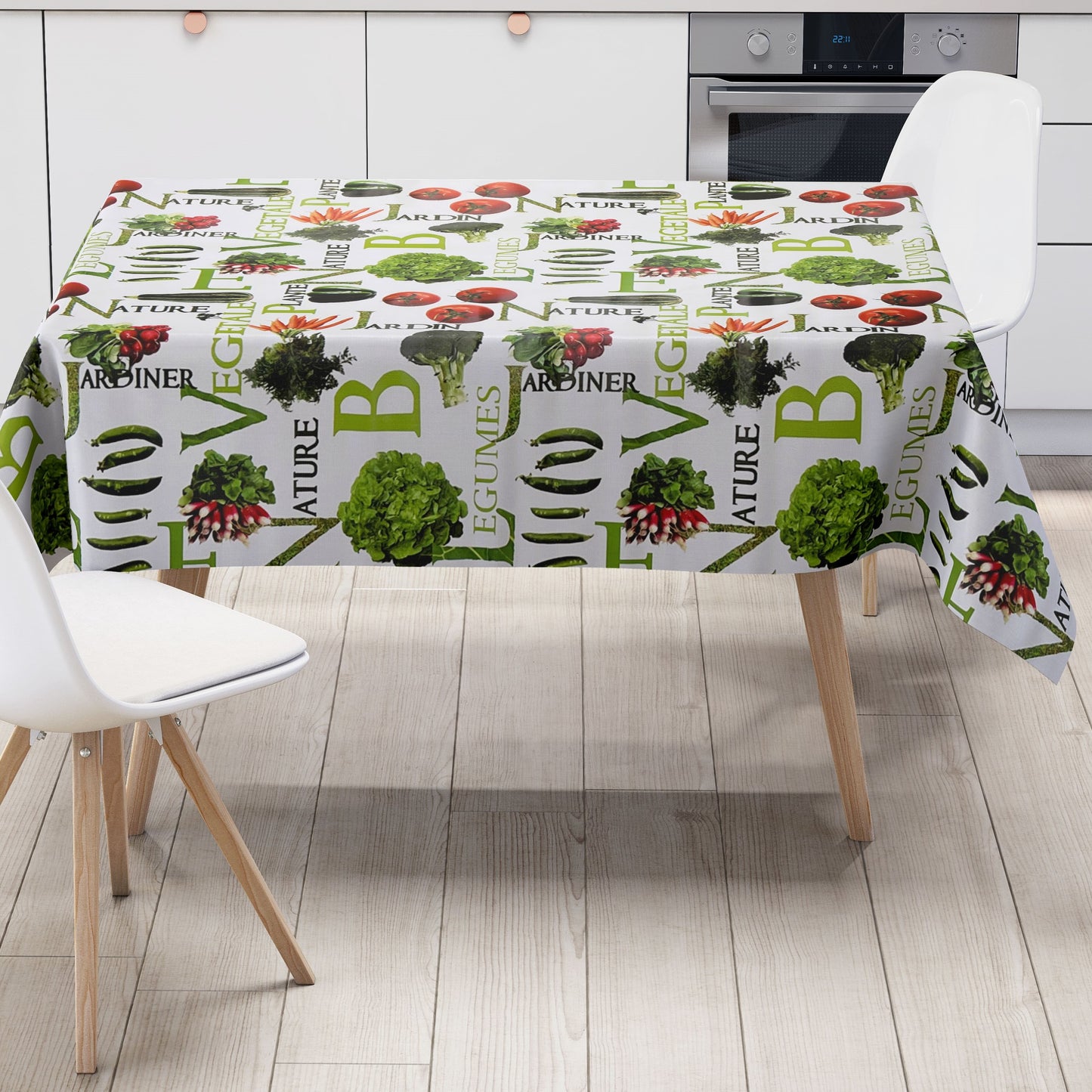 Oilcloth tablecloth P8192-1 vegetables salad tomato kitchen square round oval