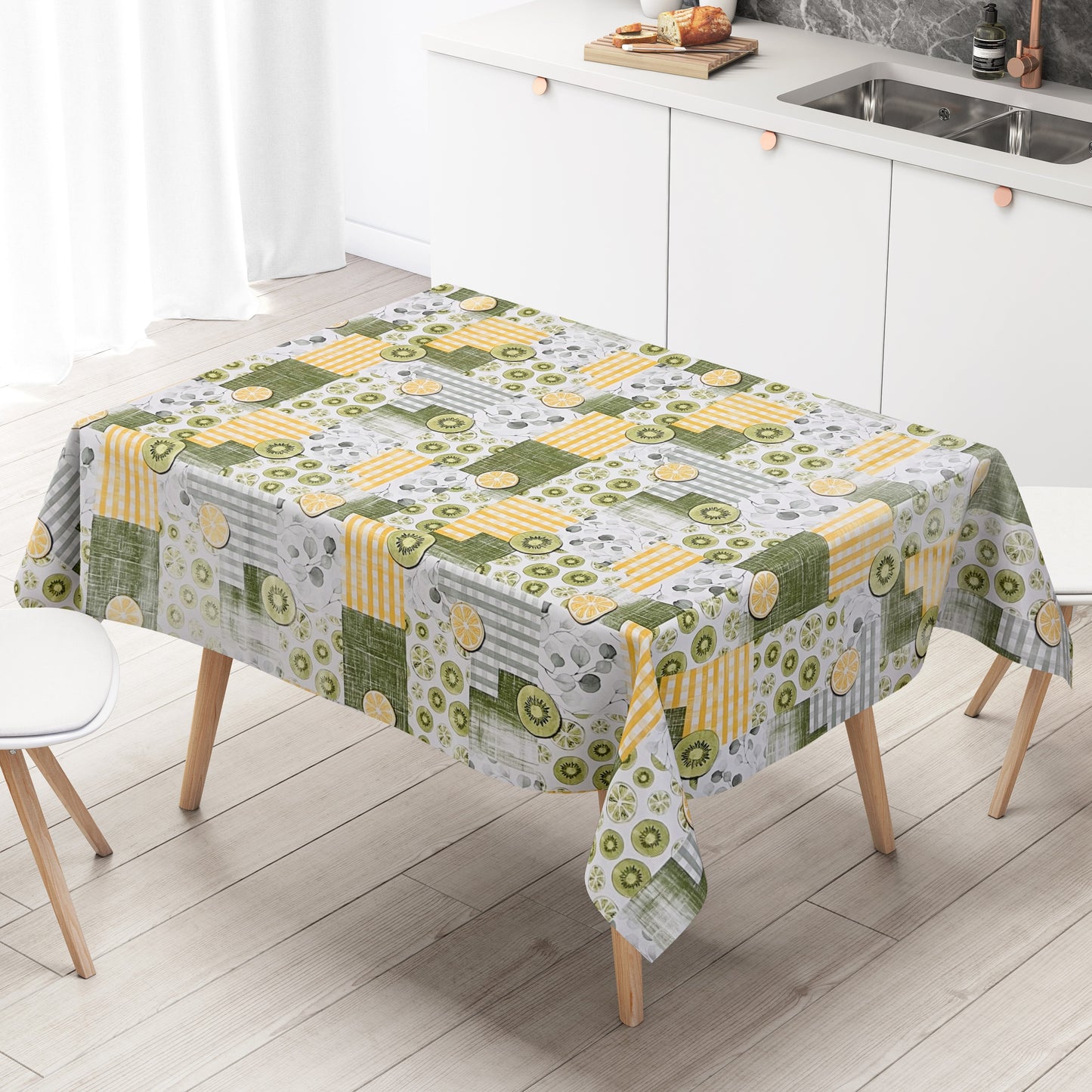 Wachstuch Tischdecke Obst Zitrone kariert 