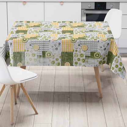 Wachstuch Tischdecke P8213-1 Zitronen Kiwi kariert abwaschbar eckig rund oval
