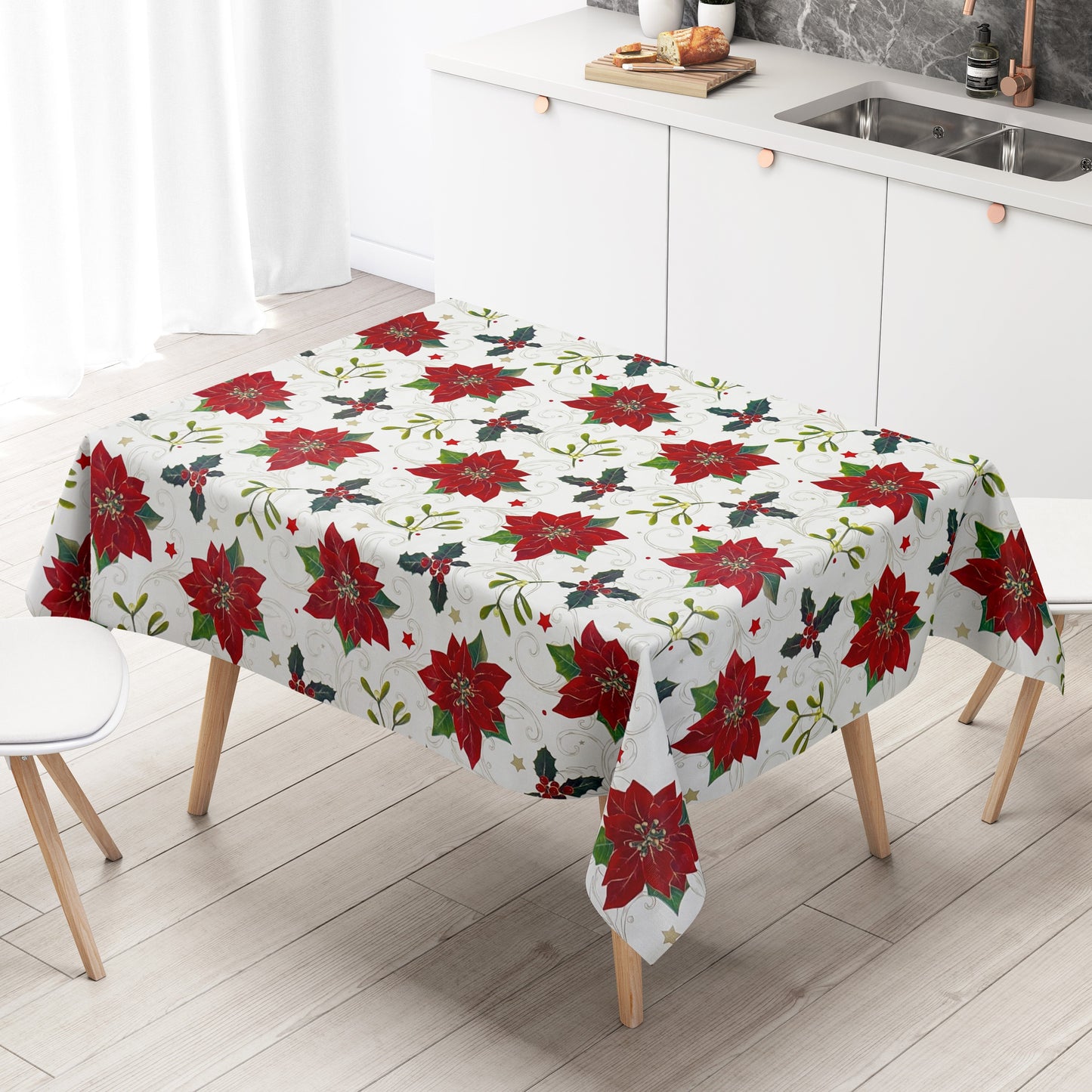 Rouleau de toile cirée Noël P847-3 poinsettia roll goods