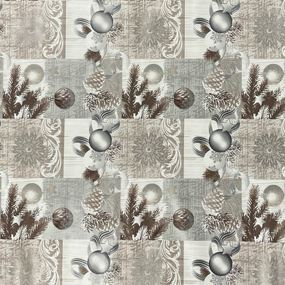 KEVKUS oilcloth tablecloth Christmas P848-3 Christmas bells silver-bronze square round oval