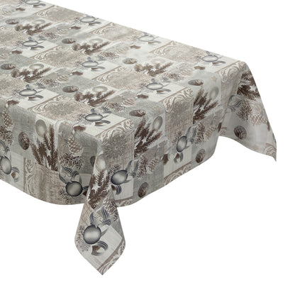KEVKUS oilcloth tablecloth Christmas P848-3 Christmas bells silver-bronze square round oval