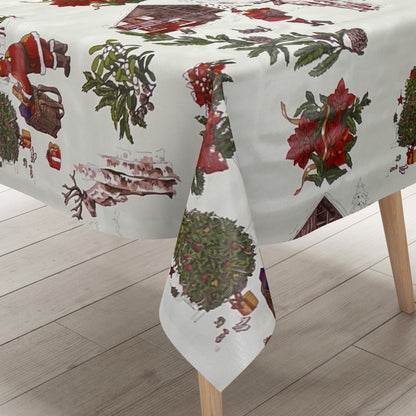 Nappe en toile cirée KEVKUS Noël P984-1 Père Noël sur blanc carré rond ovale