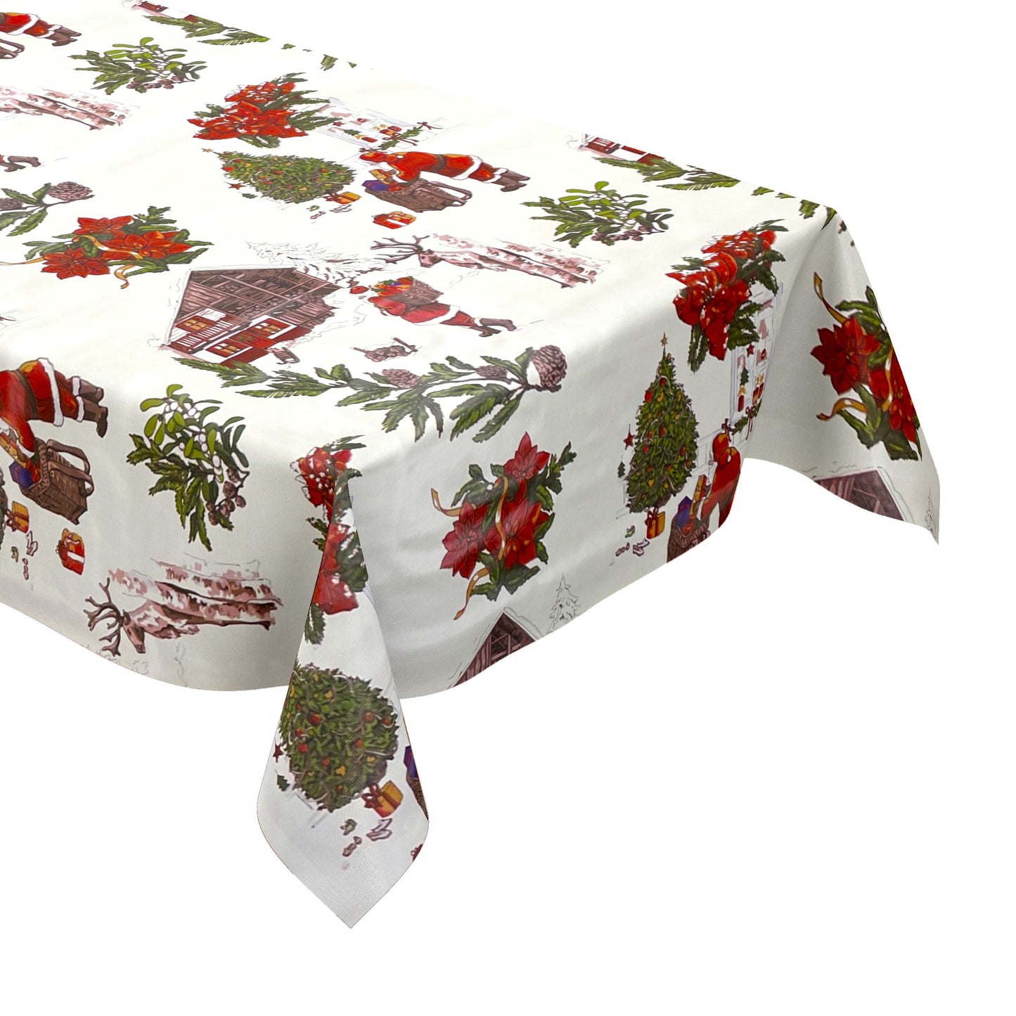 Nappe en toile cirée KEVKUS Noël P984-1 Père Noël sur blanc carré rond ovale