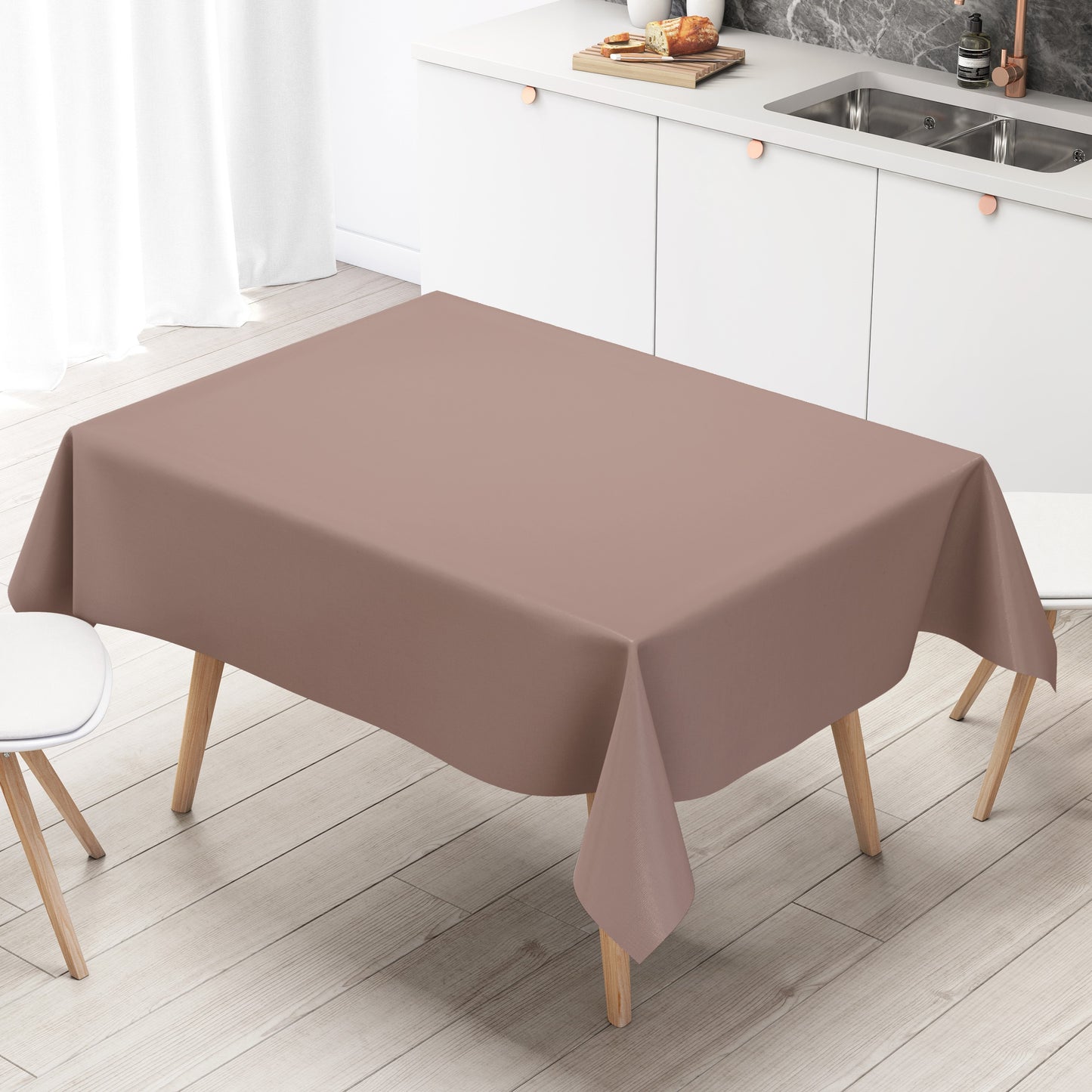 Nappe en toile cirée uni 4725 unie marron clair carrée ronde ovale