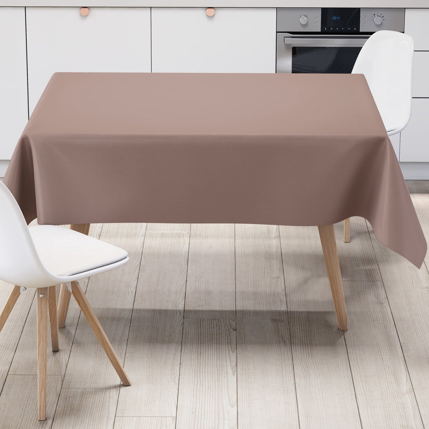 Nappe en toile cirée uni 4725 unie marron clair carrée ronde ovale