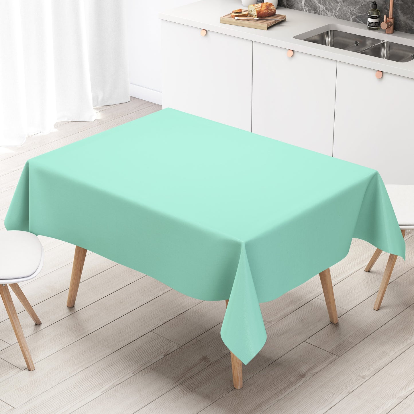 Nappe en toile cirée uni 6027 unie couleurs unies vert menthe carrée ronde ovale