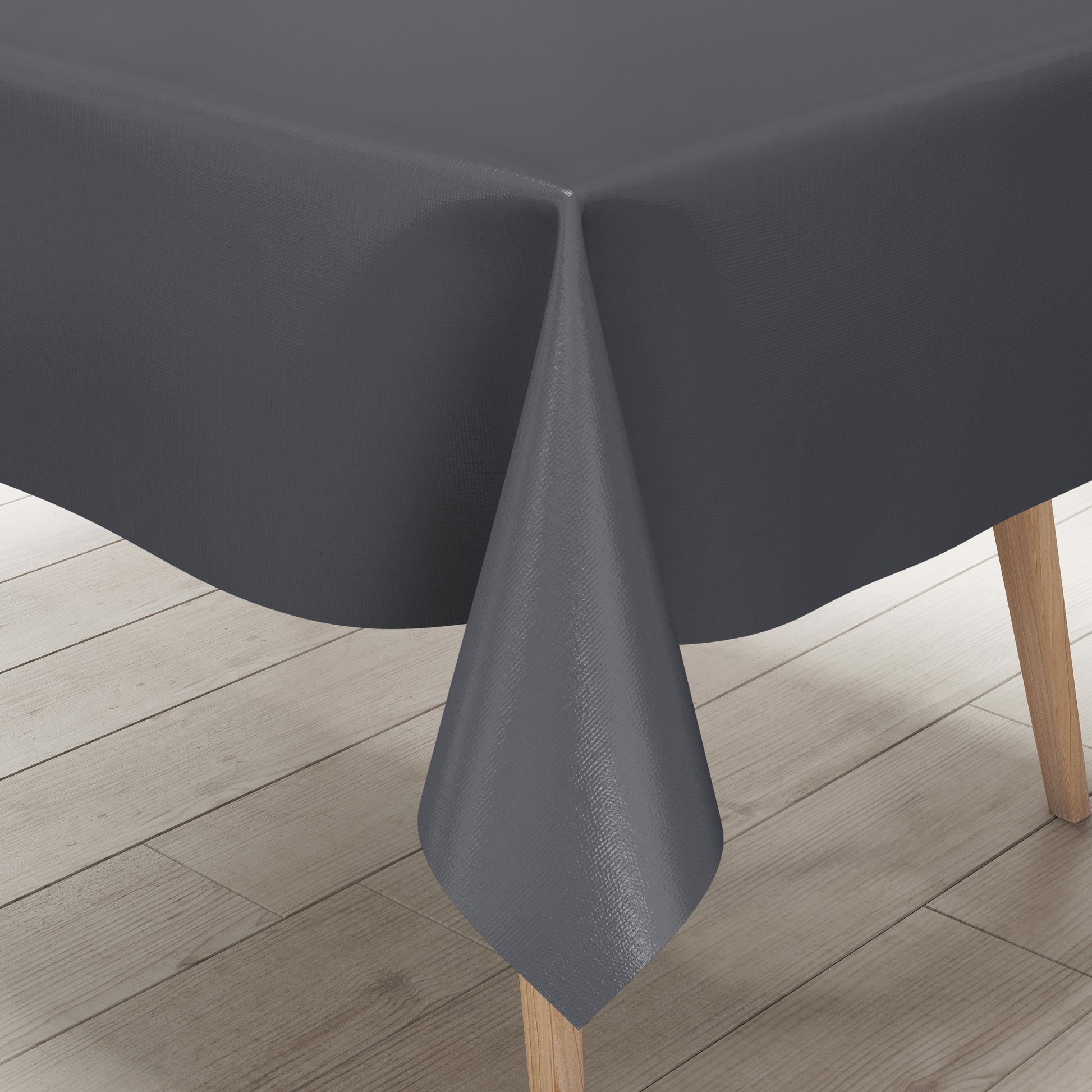 abwaschbare Wachstuch Tischdecke uni  anthrazit grau einfarbig Rollenware Meterware