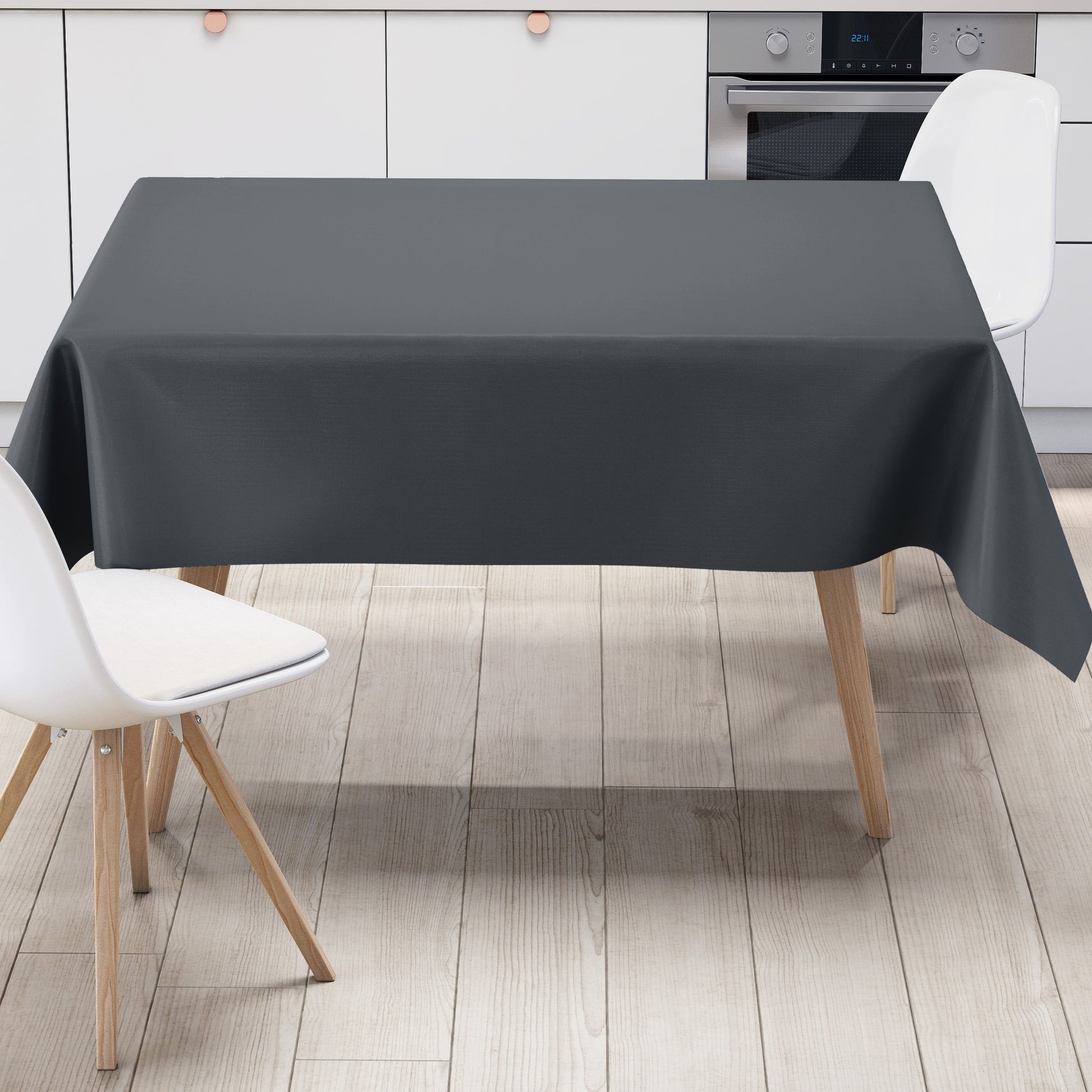 abwaschbare Wachstuch Tischdecke uni  anthrazit grau einfarbig Rollenware Meterware